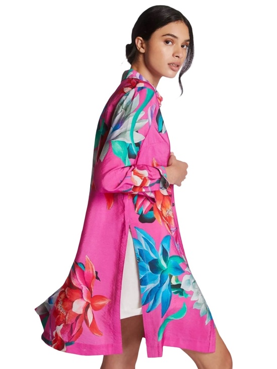 Anthropologie Other - Anthropologie Maeve Sz S Pink Multi Floral Beach Cover-Up Dress (0786)